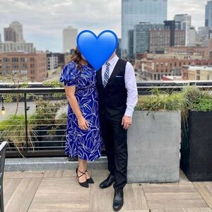 DKNY Blue and White Midi Dress